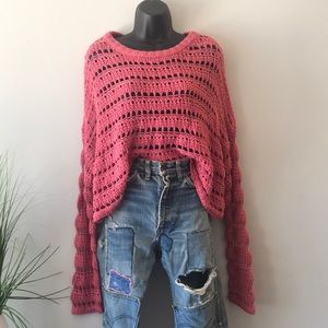 Moon & Madison Pink Crochet Sweater